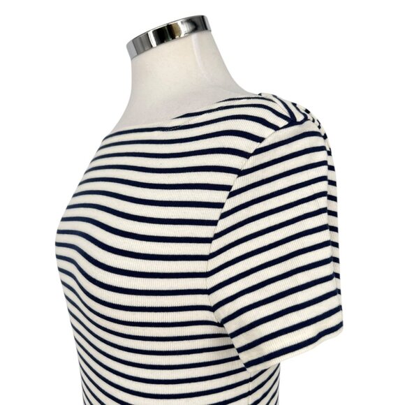J.Crew Factory Striped Boatneck Fitted T-Shirt Blue White Medium NWT - Picture 4 of 10